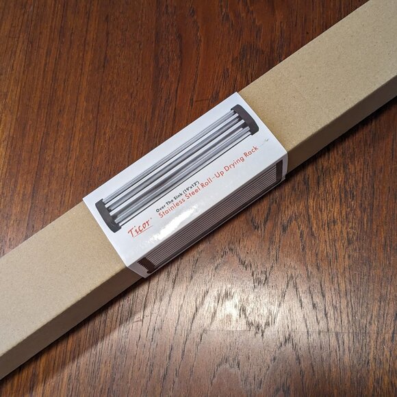NEW Ticor Stainless Steel Square-Tube Roll-Up Over-The-Sink Drying Rack 19"x12" - Picture 2 of 6